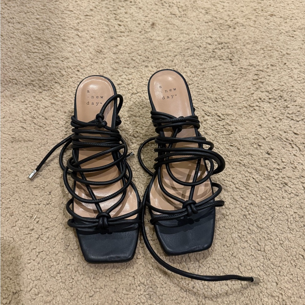 A New Day Black Strappy Heels